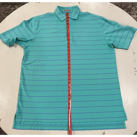 Peter Millar Summer Comfort Polo Shirt Mens Large Green Purple Striped Golf Logo - Picture 5 of 10